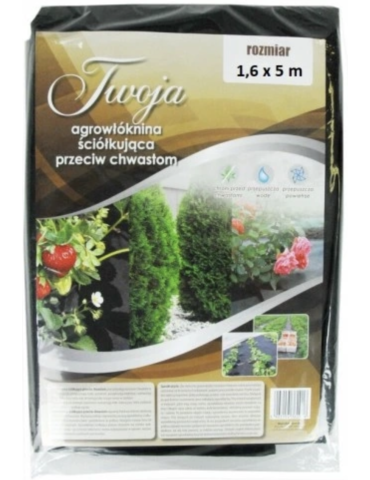 Agrowłóknina czarna ściółkująca przeciwko chwastom 8m²