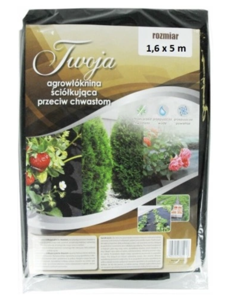 Agrowłóknina czarna ściółkująca przeciwko chwastom 8m²