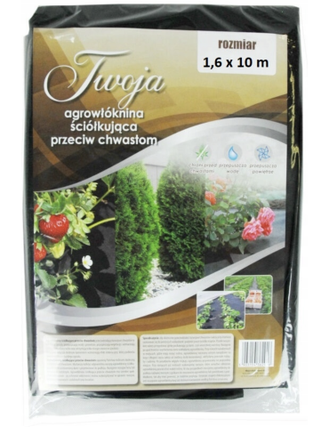 Agrowłóknina czarna ściółkująca przeciwko chwastom 16m²