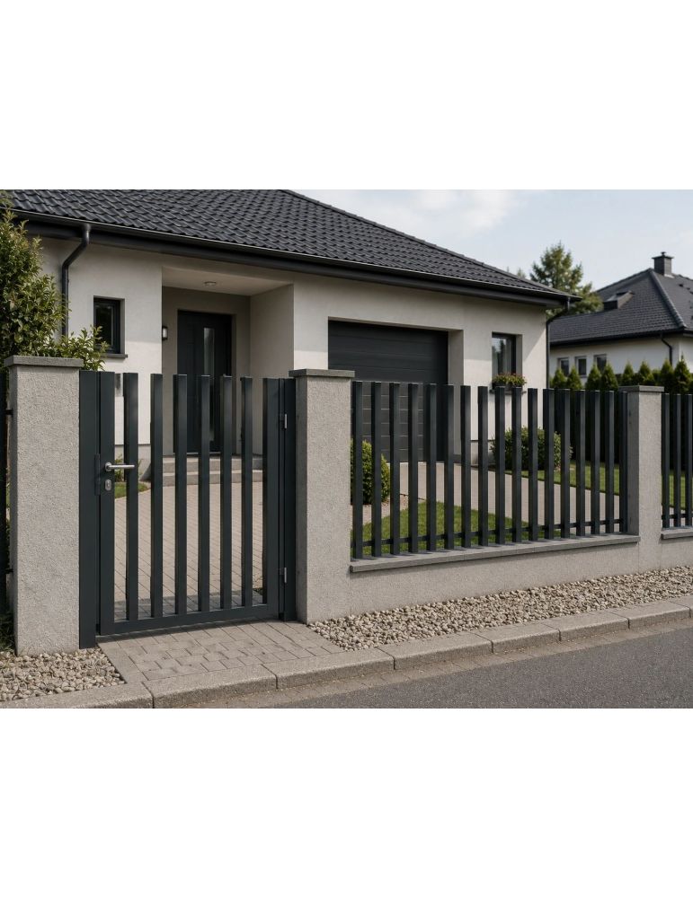 Furtka Ogrodzeniowa Grzebieniowa Pionowa Antracytowa