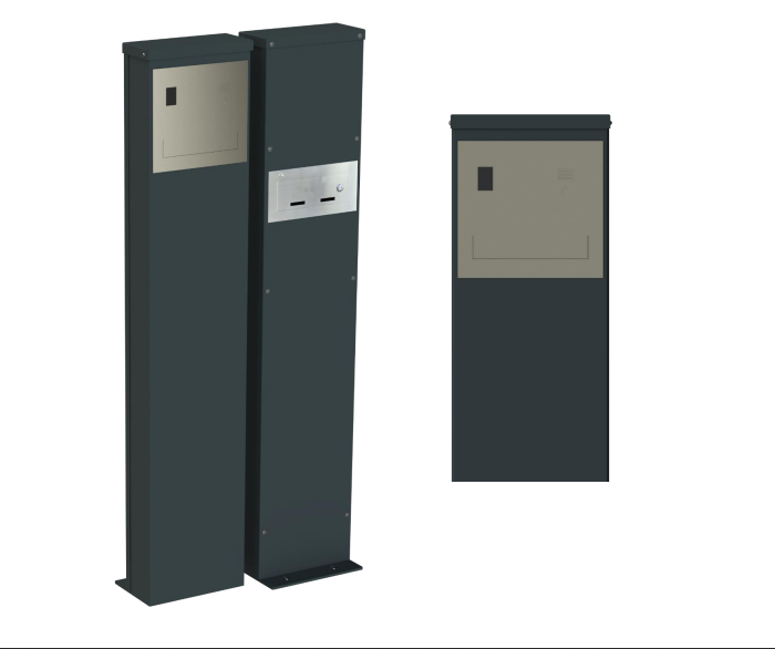 słupek do ogrodzenia ze skrzynką i domofonem