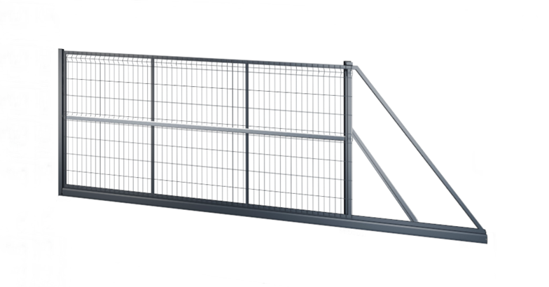 Brama przesuwna z wypełnieniem panelowym 3D w rozmiarze 173x400cm